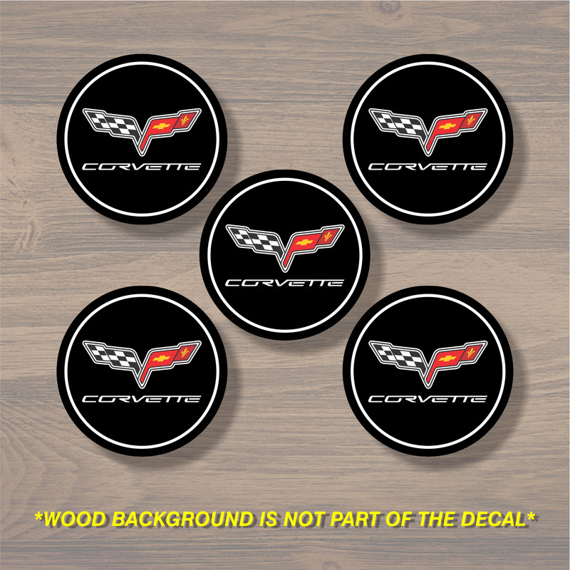 Vinyl Decal Sticker Overlays Fits Corvette Wheel Center Cap x5