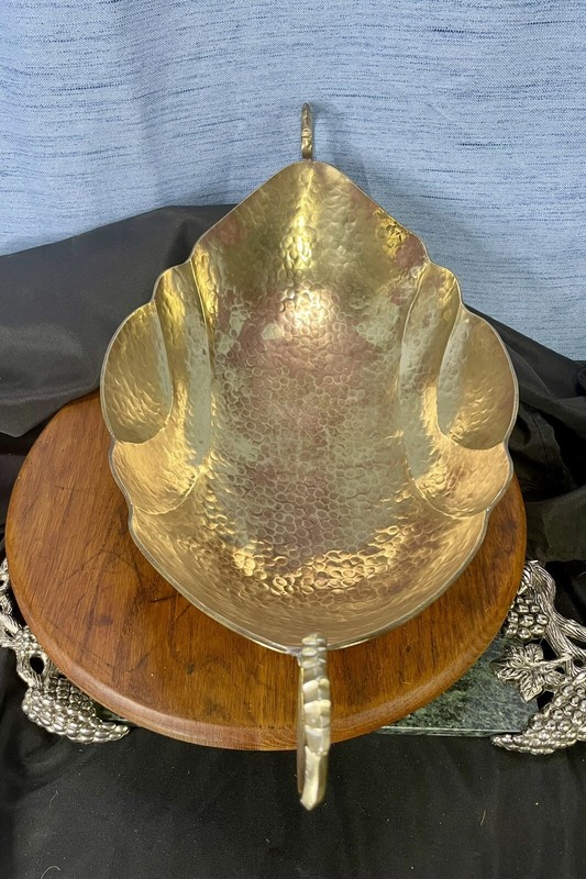 Vintage Brass Centerpiece Bowl Handmade Hand hammered Copper Brass Centerpiece gallery
