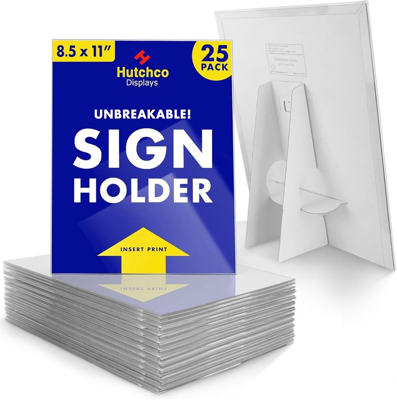 Paper Sign Holder (8.5 x 11 Inches) Plastic Counter Display