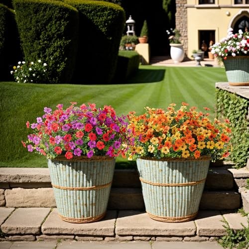Artificial Silk Flowers Hanging Basket for Outdoor Indoor, Daisy Reddish Purple gallery