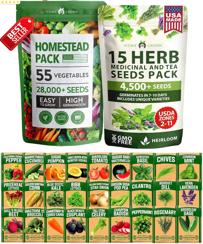 70 Vegetable Herb Seeds Non-GMO Heirloom Survival Garden Kit Indoor Outdoor US