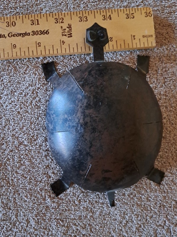 Metal Tin Turle Art Rustic Primitive Folk Art Brown Black Reptile Unique Rare 7" gallery