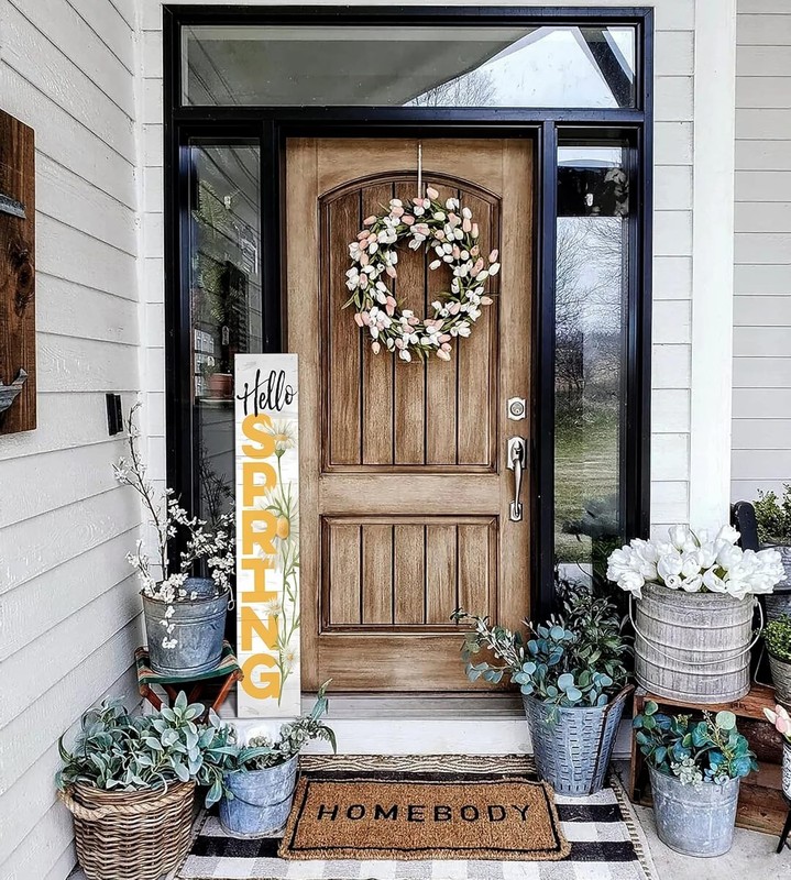 Complete Your Spring Decor with 47" Wooden Porch Sign - Easy Mounting Included gallery
