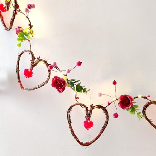 Valentines Day Garland String Lights Battery Operated Valentine Rattan Heart gallery