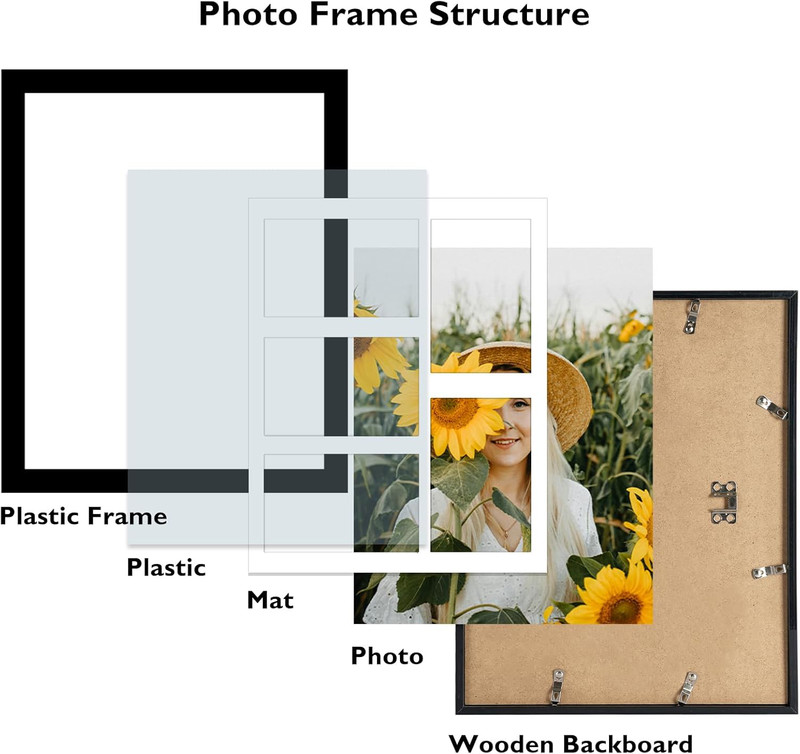 11x14 and 4x6 Collage Frame for 5 Photos Wall Hanging Black Multi-Frame gallery