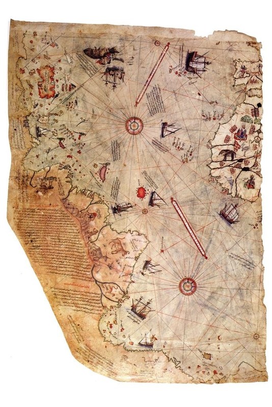 Piri Reis 1513 Historical World Map Travel World Map with Cities in Detail Map P