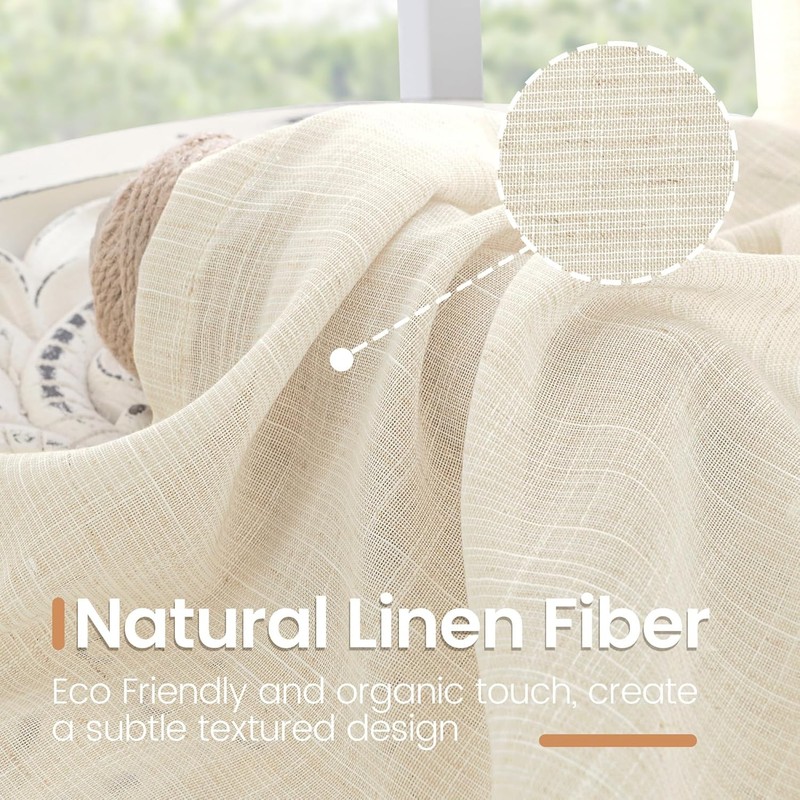 Linen Kitchen Window Curtains Over Sink - 36 Inch Length Cafe Drapes Semi Sheer gallery