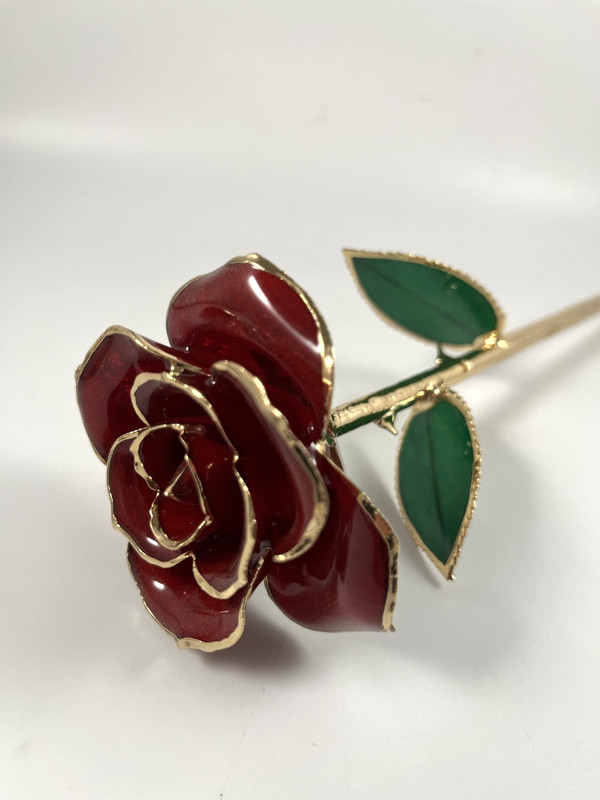 NIB DEFAITH 24K GOLD DIPPED RED WINE ROSE ANNIVERSARY GIFT w/BOX gallery
