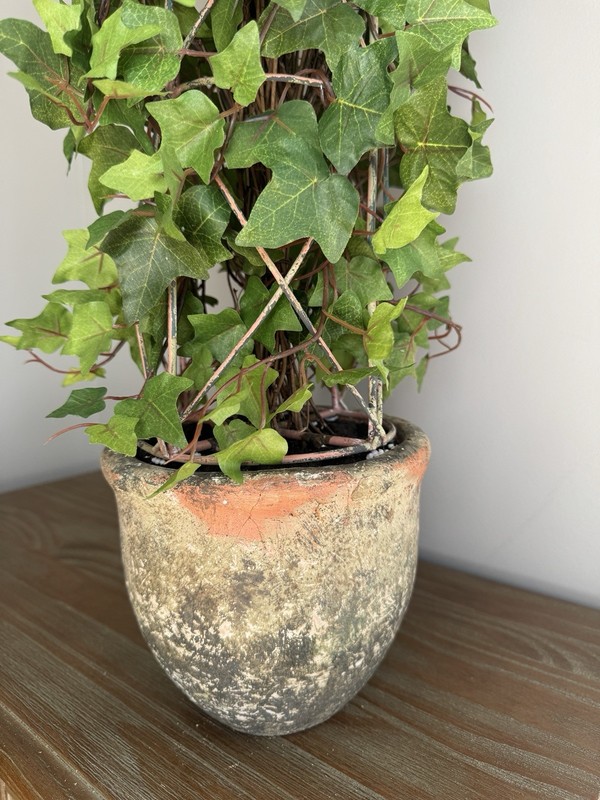 38" Faux Ivy Topiary - Iron Frame Wire Finial - Rustic Terracotta Pot $150 NEW gallery