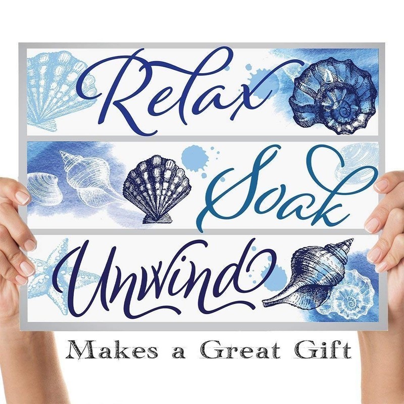 Relax Soak Unwind - Modern Bathroom Decor, Beach House 14"L x 11"W gallery