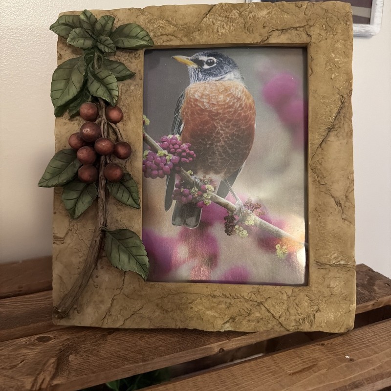 Stone 5 X 8 Photo Frame Leaves And Berries Heavy Quality Frame