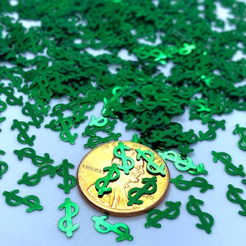 15g Dollar Sign Party Confetti,Green PVC Money Symbol Shaped Decorative for gallery