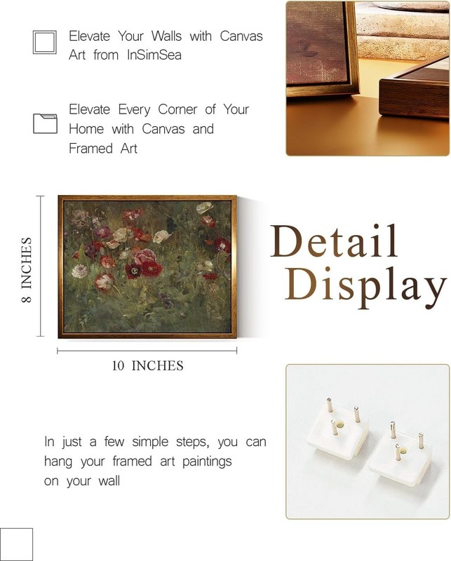 Golden Framed Vintage Canvas Wall Art A Bed Of Poppies Red Flower Field Lands... gallery