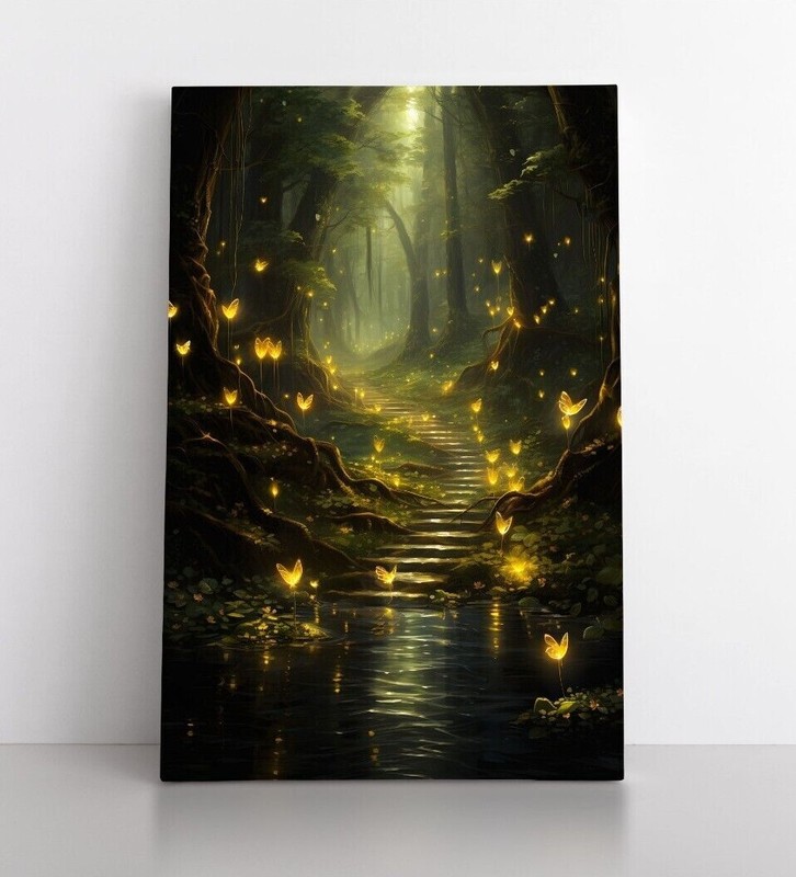 Enchanted Forest Fairies Wall Art Print on Canvas | Spiritual Mystical Fantasy