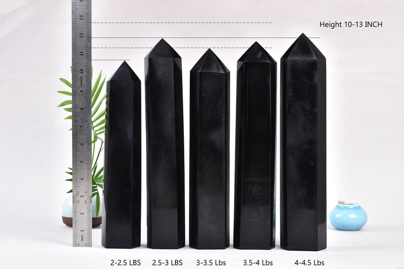 Amoystone 1Pc Large Obsidian Tower Stone Wand Healing Crystal Hexagonal Column gallery
