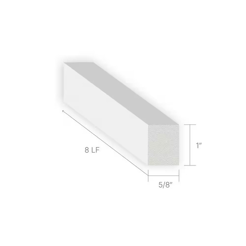 1 In. X 5/8 In. X 96 In. Baseboard White Prepainted Waterproof PVC Moulding (1-P