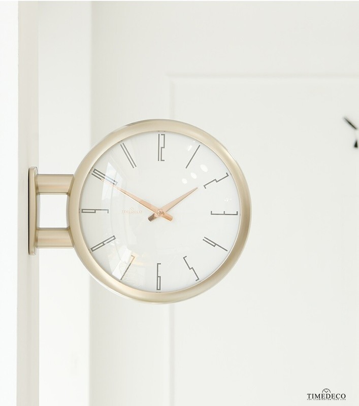 Modern Art Design Double Sided Wall Clock Station Silent Clock Decor White A7GD gallery