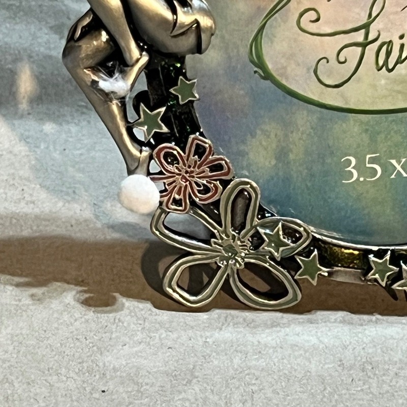 Disney 3.5x3.5 Picture Frame Silver Tinker Bell Fairies Floral Pewter Tone Artco gallery