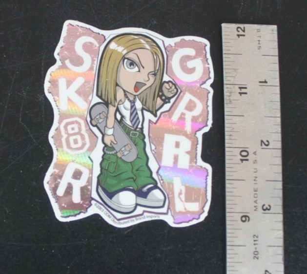 Sk8r Grrl 2003 Y2K ODM Brand Imports Prism Holo Girl Power Vending Sticker gallery