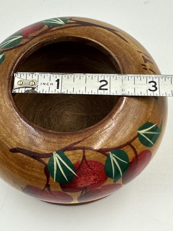 Trinket Box Haiti Hand Carved Wooden Lidded Jar Handpainted Fruit Folk Art Bowl gallery