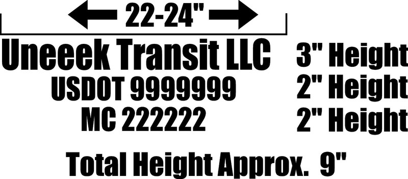 CUSTOM NAME TEXT Truck Business Decal stick vinyl for Description DOT MC LLC gallery