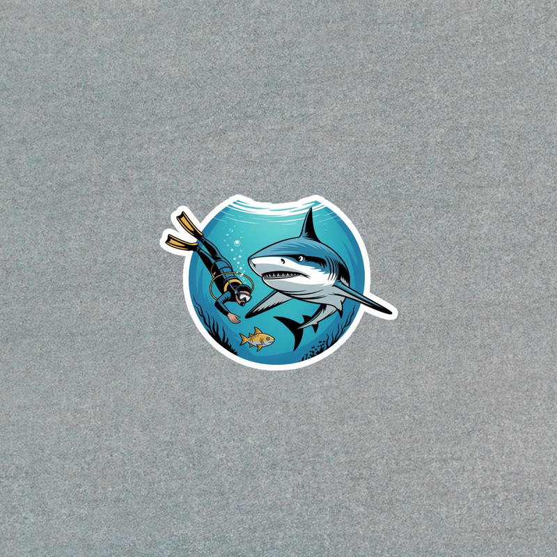Underwater Adventure Shark Diver Vinyl Sticker Decal #6738