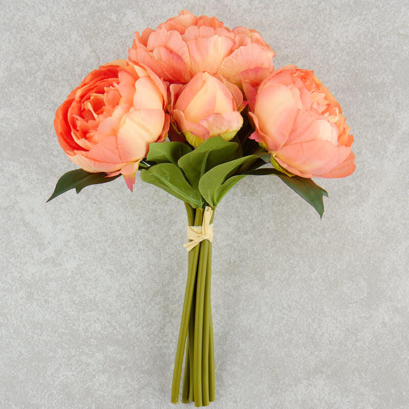 11" Artificial Peach Peony Bouquet for Home Decor, Crafting and Displaying gallery