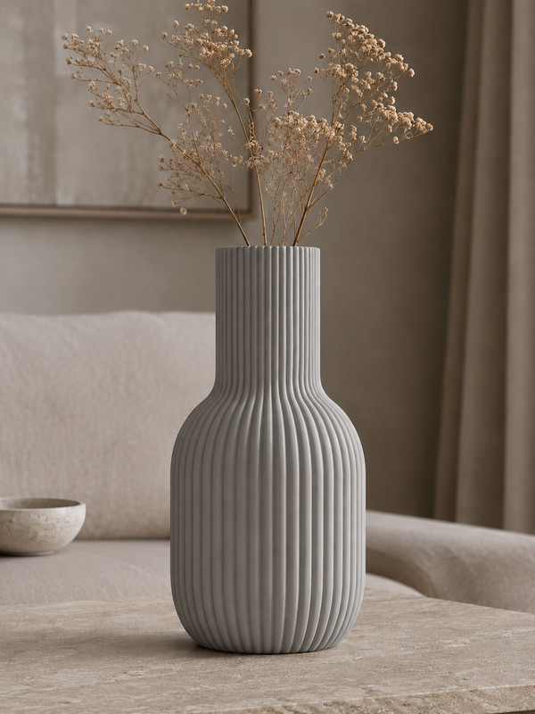 Minimalist Ribbed Vase 3D Printed From Recycled Materials | Scandinavian Home gallery