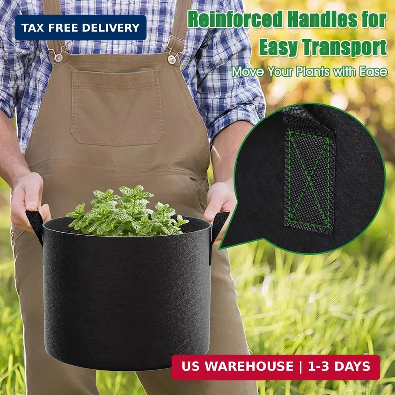 5 Gallon Grow Bags 4 Pack – 300G Thickened Fabric Plant Pots with Reinforced ... gallery