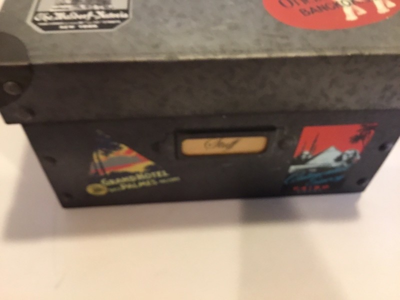 2 Metal Travel Stickers Decorated Storage Boxes 11 X 8 x 5 And 10 x 5 X 6 Inches gallery