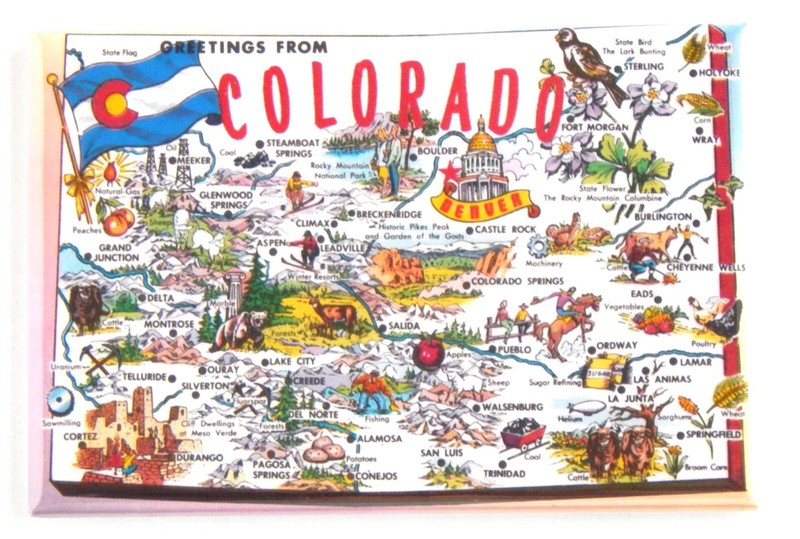 Greetings from Colorado (Map) FRIDGE MAGNET travel souvenir