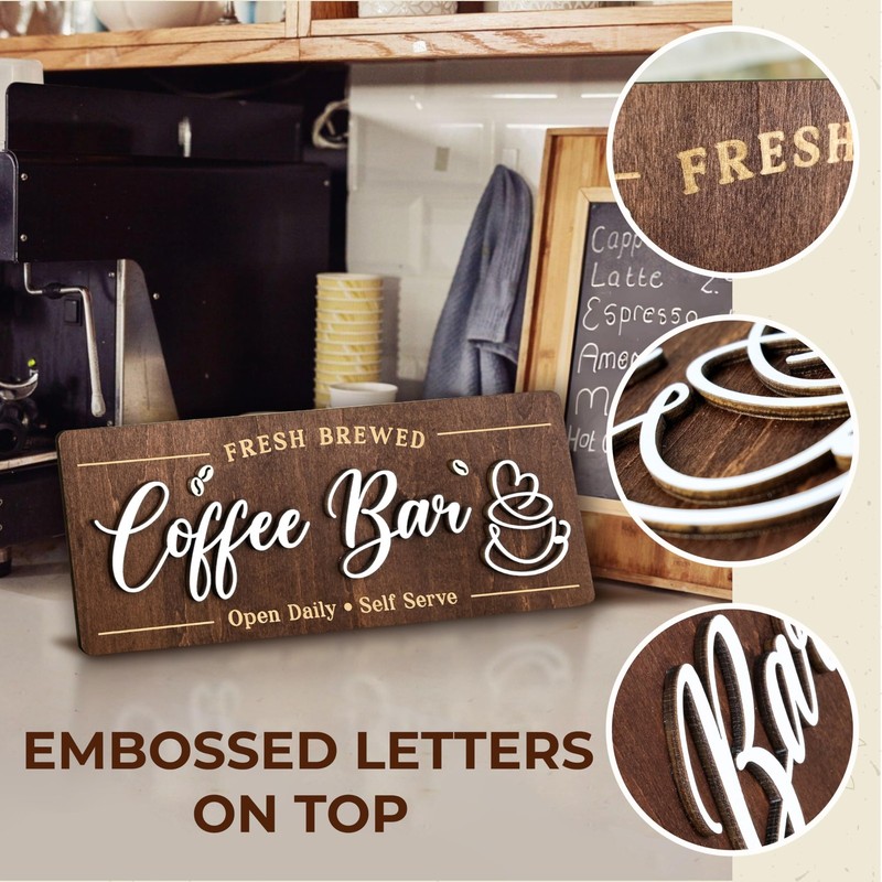 Woodamore Coffee Bar Signs for Wall Decor Vintage Coffee Accessories for Cafe gallery