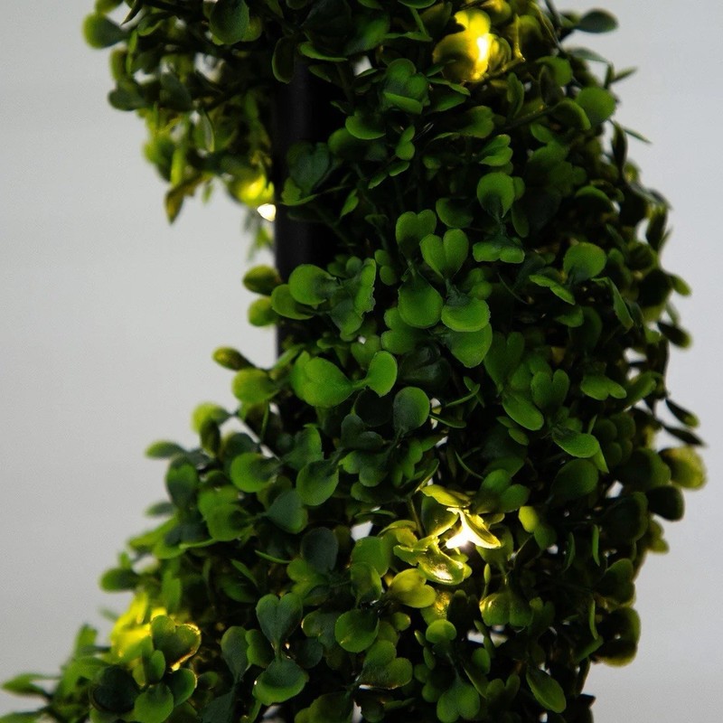 45” UV Resistant Artificial Boxwood Spiral Topiary Tree w/LEDs (Indoor/Outdoor) gallery
