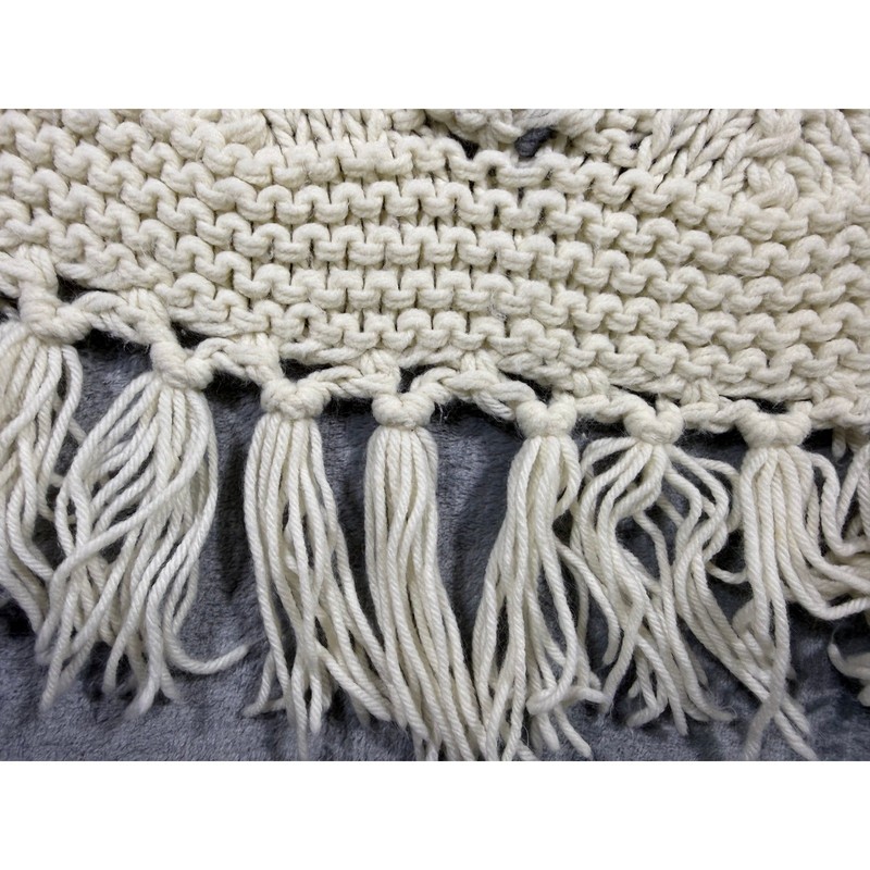 Large Vintage Handmade Granny Knit Crochet Bedspread Boho Ivory Throw 60x72 gallery