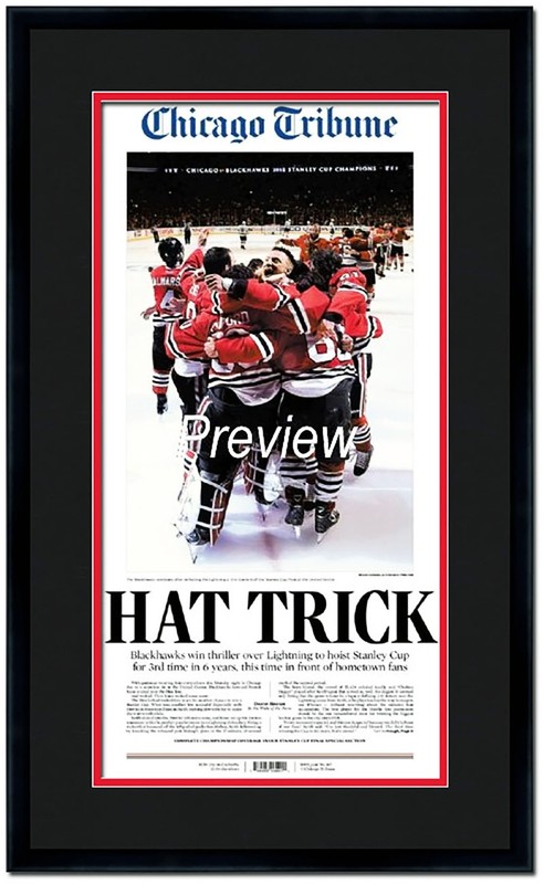 11×22 Newspaper Frame With Black and Red Double Mat