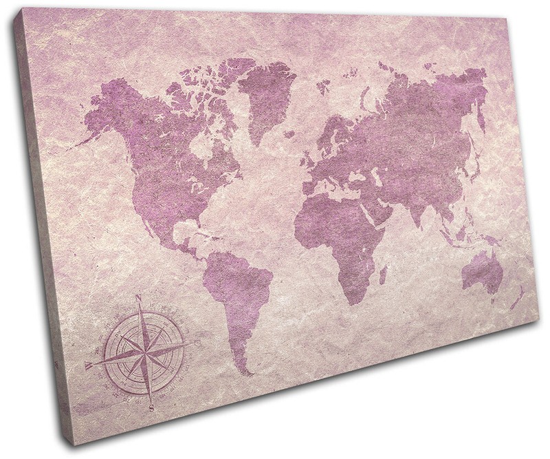 World Atlas Grunge Abstract Maps Flags SINGLE CANVAS WALL ART Picture Print