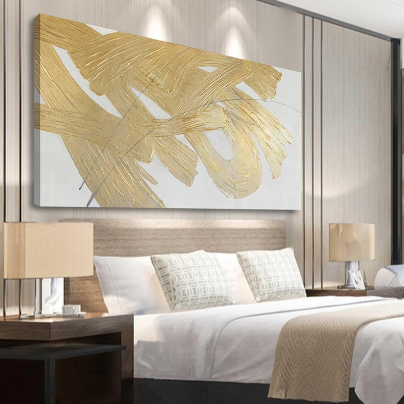 Wall Decorations for Living Room Gold and White Abstract Canvas Art Oil Painting gallery