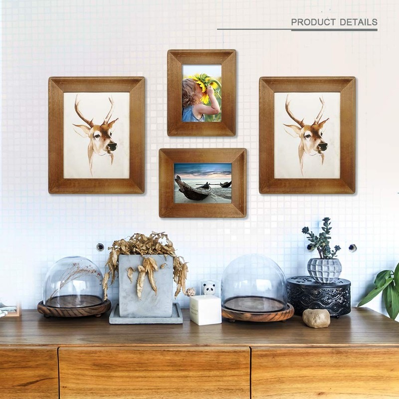 8x10 Picture Frames,Brown Rustic Wood Frame with Glass Front, Display 10x8 in... gallery