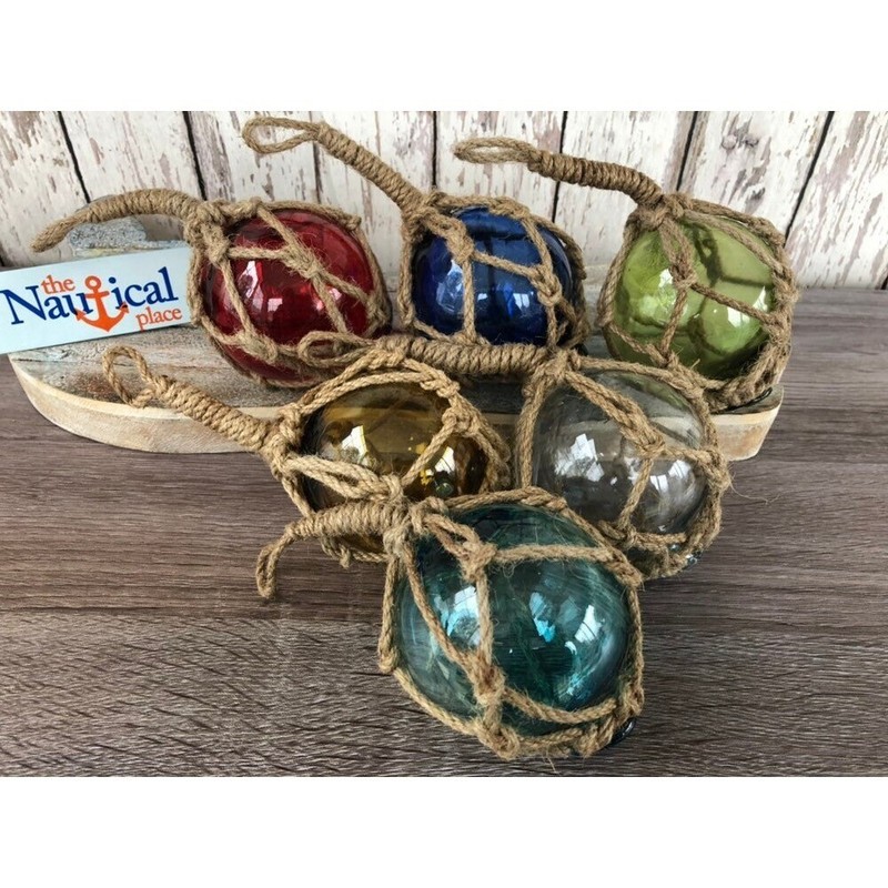 3″ Glass Fishing Floats – Fish Net Buoy Decor – Red, Blue, Green, Amber, Clear