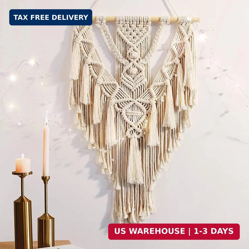 ANROYE Macrame Boho Wall Hanging Decor, Geometric Woven Tapestry Chic Cotton Han