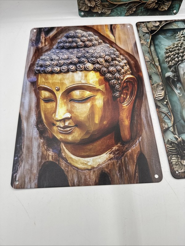 Buddha Meditation Space 3 Metal Signs Peace Pre Owned gallery