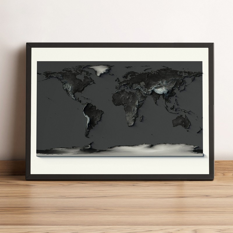 World Map, World 2D Relief Map, World Vintage Map – 2D Flat