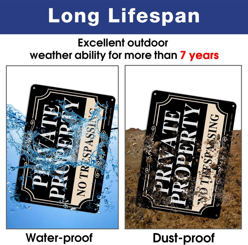 2 Pack No Trespassing Signs Private Property,10X7 Inch Rust Free Aluminum Metal gallery