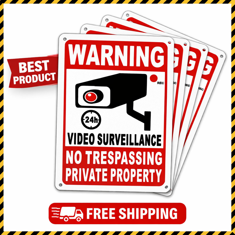 4-Pack Metal No Trespassing Signs Private Property 10 x 7 inch Rust Free 0.04