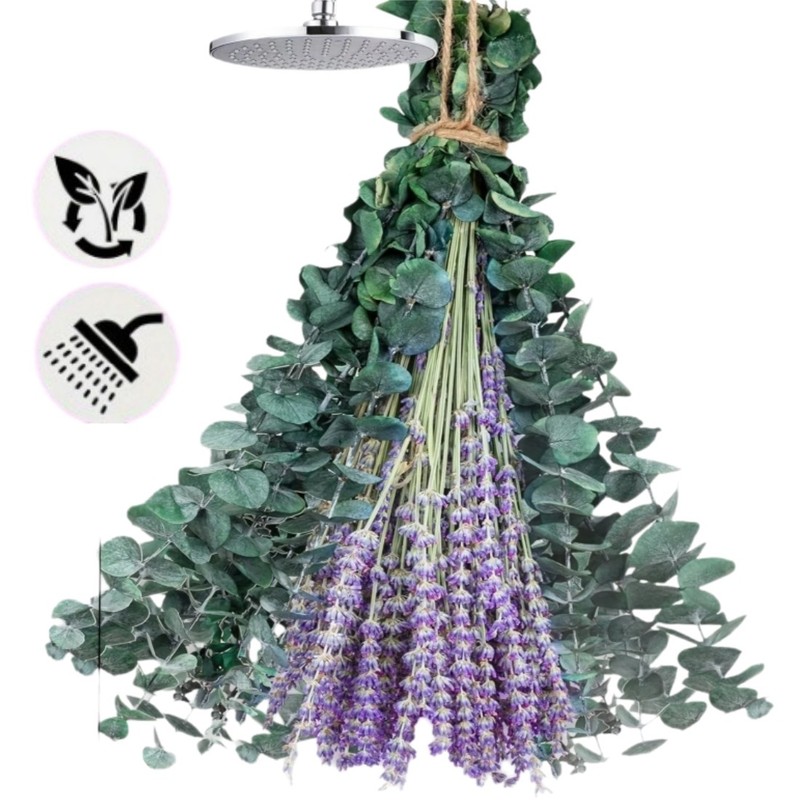115Pcs Natural Dried Eucalyptus & Lavender Flowers for Shower Decor Aromatherapy