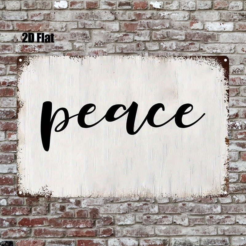 2D Metal Sign 8×12 Inches Rustic Iron Wall Art Peace Theme