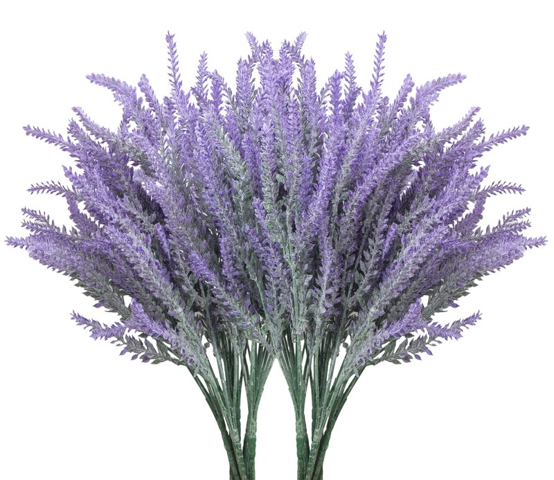 Besteek 10 Bundles Fake Flowers Artificial Lavender Faux Plastic Plants Purpl…