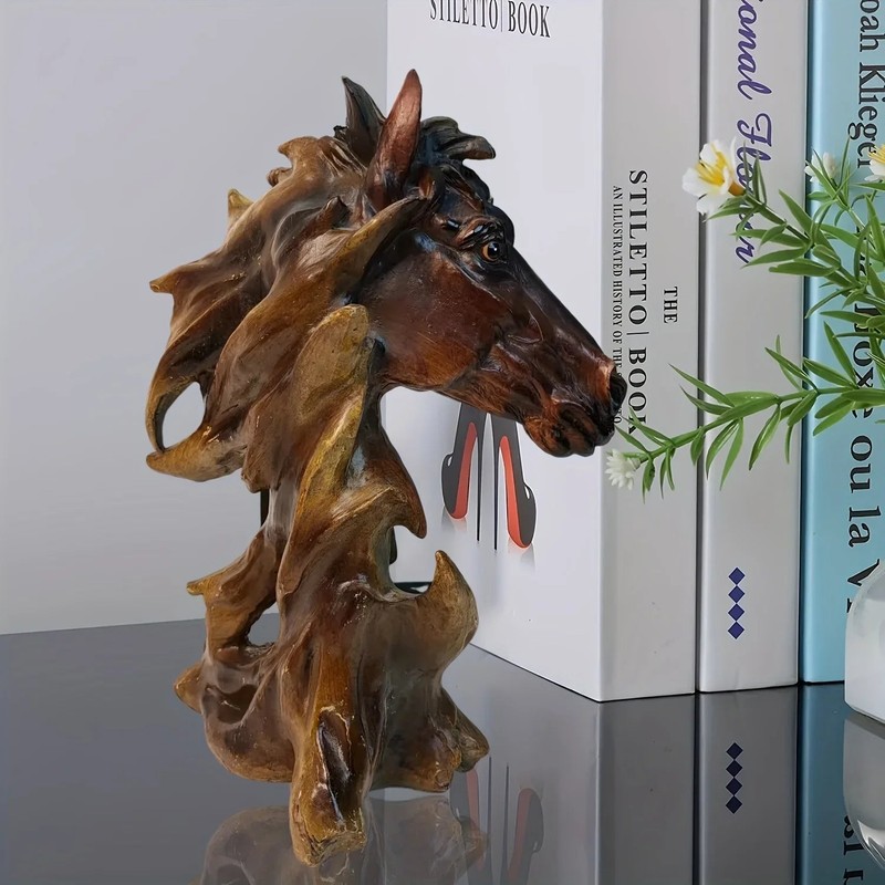 House of Avana Bronze Brown Resin Horse Head Sculpture gallery
