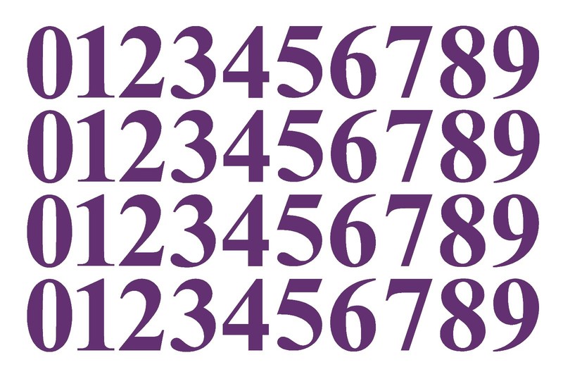 0-9 Numbers Plum Sticker Vinyl Decals CHOOSE SIZE!! 1″ To 12″ Set Of 40 (V646)