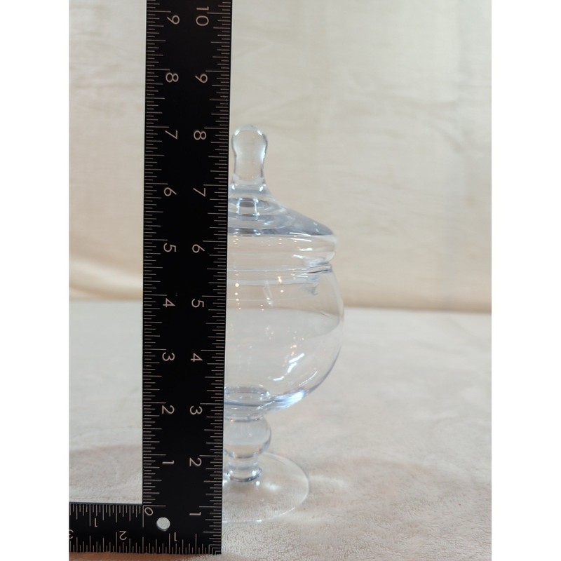Clear Glass Footed Apothecary Jar with Lid 8 Inch Pedestal Candy Dish Storage gallery